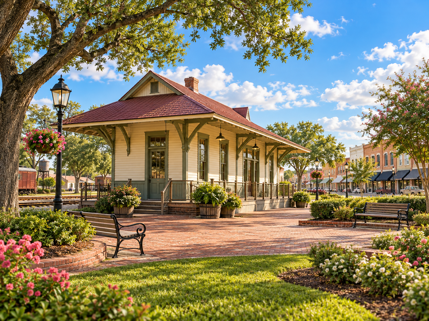 Illustration inspired by the historic downtown character of Tomball, Texas